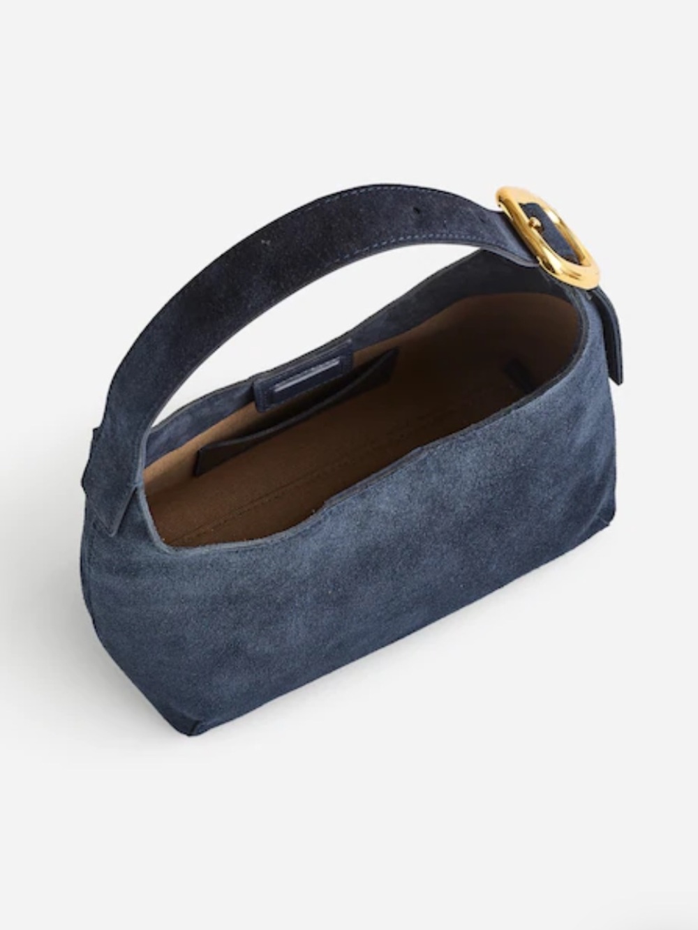 NWT Madewell The Sculptural-Buckle Shoulder Bag - Navy Suede - Picture 2 of 9